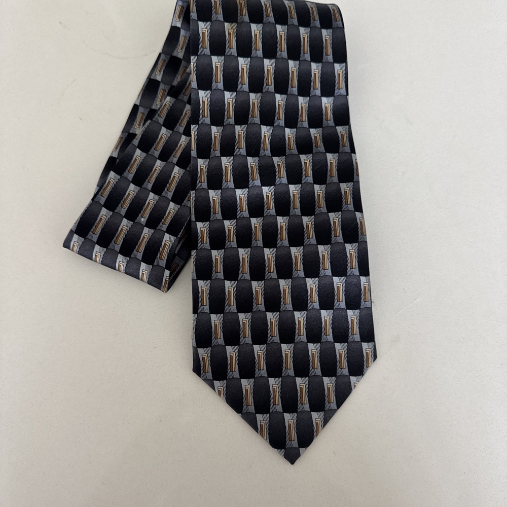 Cocktail Colors Men's 100%‎ Silk Hand Made Necktie Tie Blue Geometric